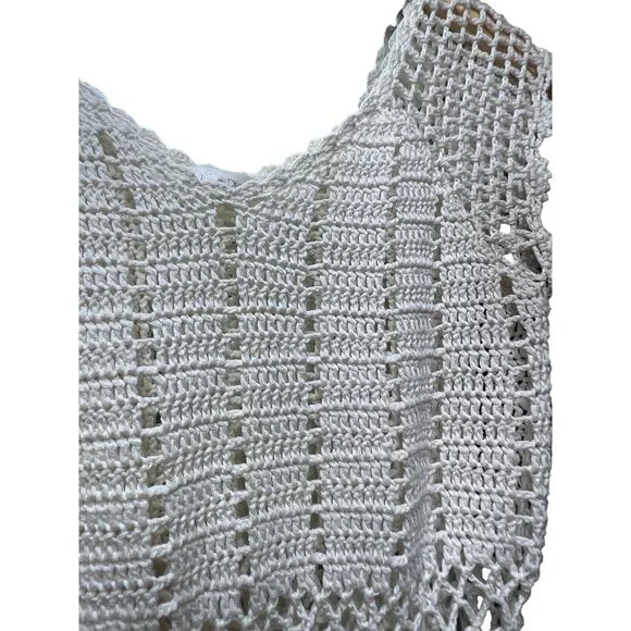 White Diamond Women’s Ivory Crochet Top Boho Sexy Size Large - Picture 5 of 7